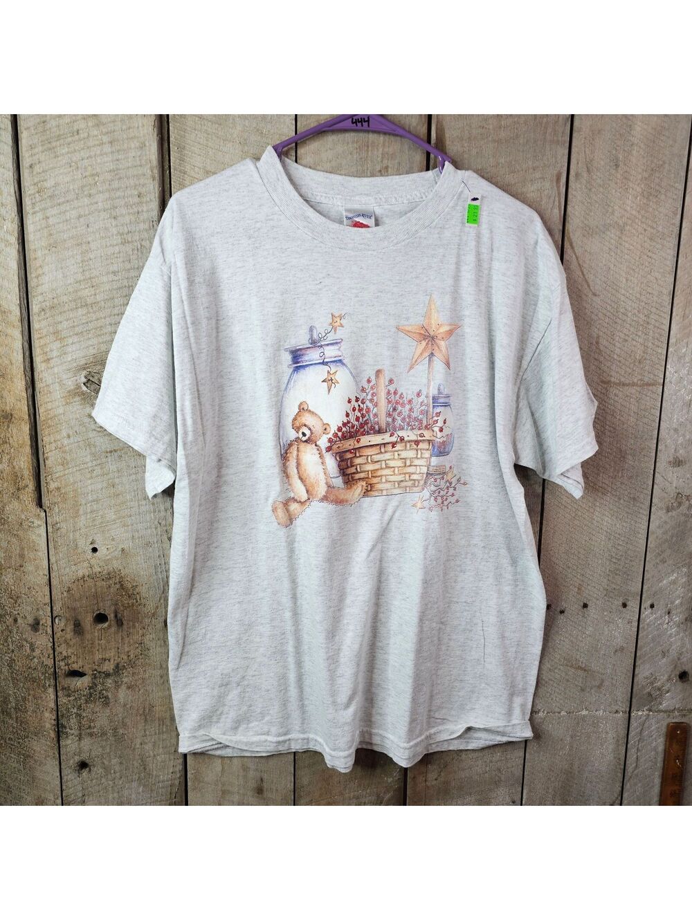 Vintage Teddy Bear Country Cottage Graphic T-Shirt Large Tennessee River USA
